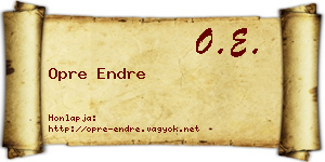 Opre Endre névjegykártya